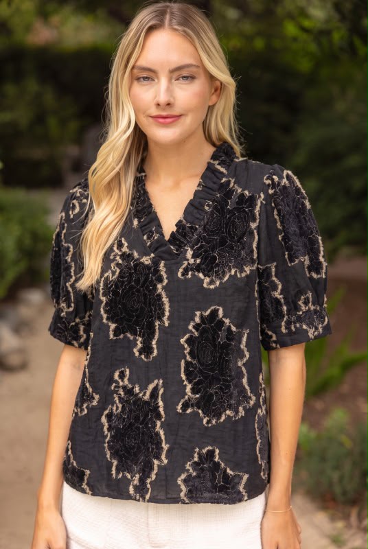 Blusa flores relieve