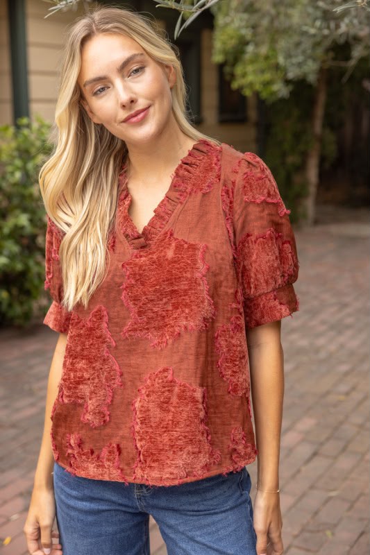 Blusa flores relieve