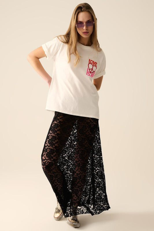 Falda Ivory de encaje con stretch