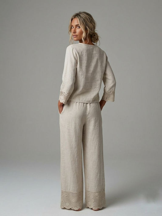 Set de lino con crochet