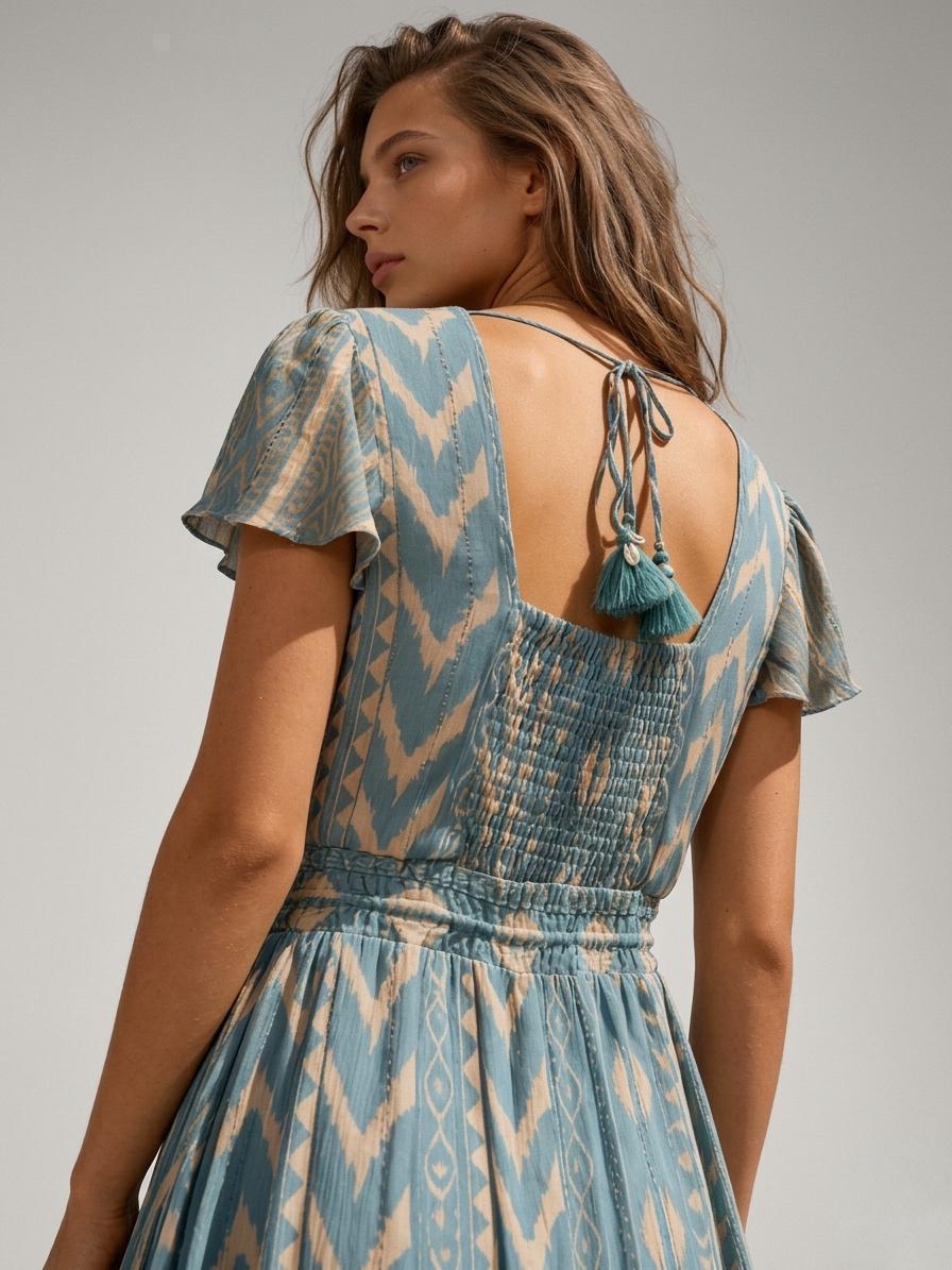 Vestido estampado pompones