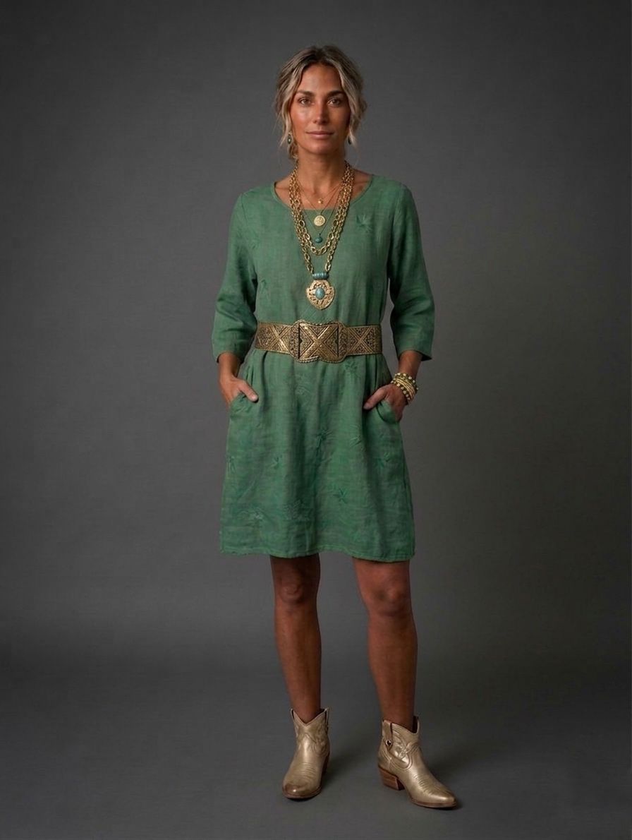 Vestido lino gaviotas