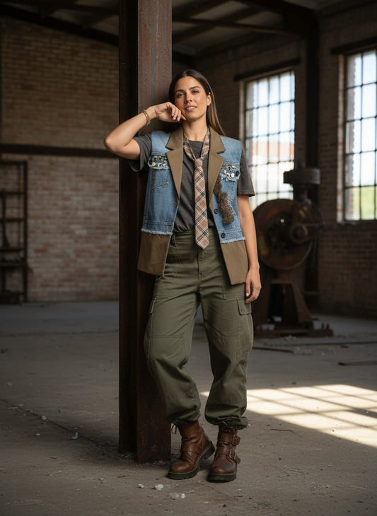 Chaleco combinación mezclilla