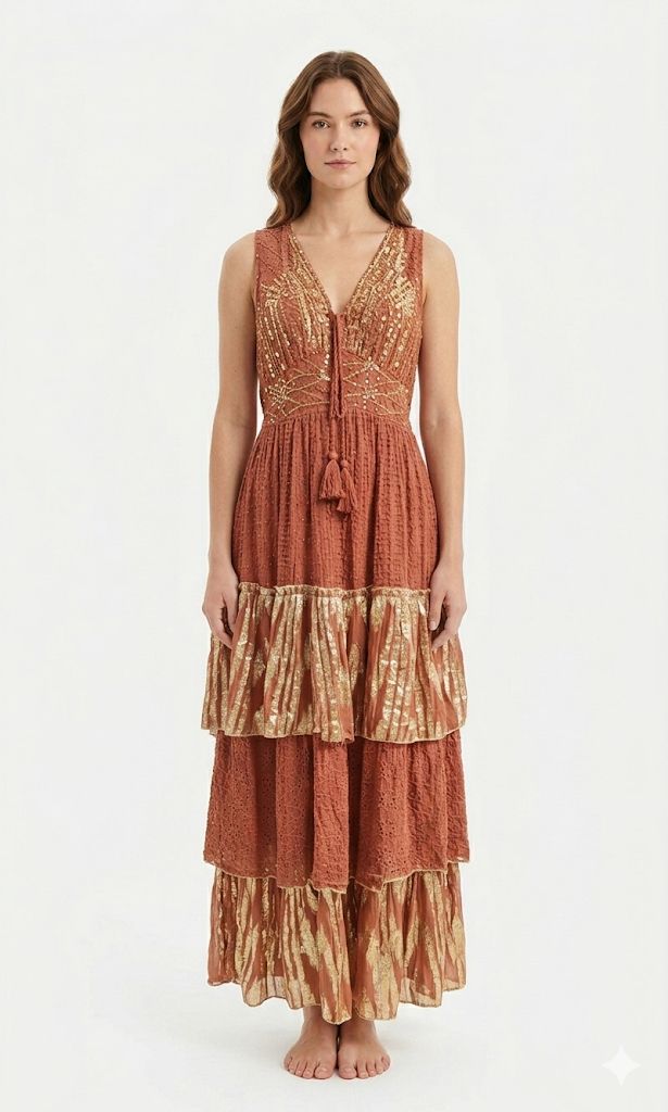 Vestido cortes Lurex