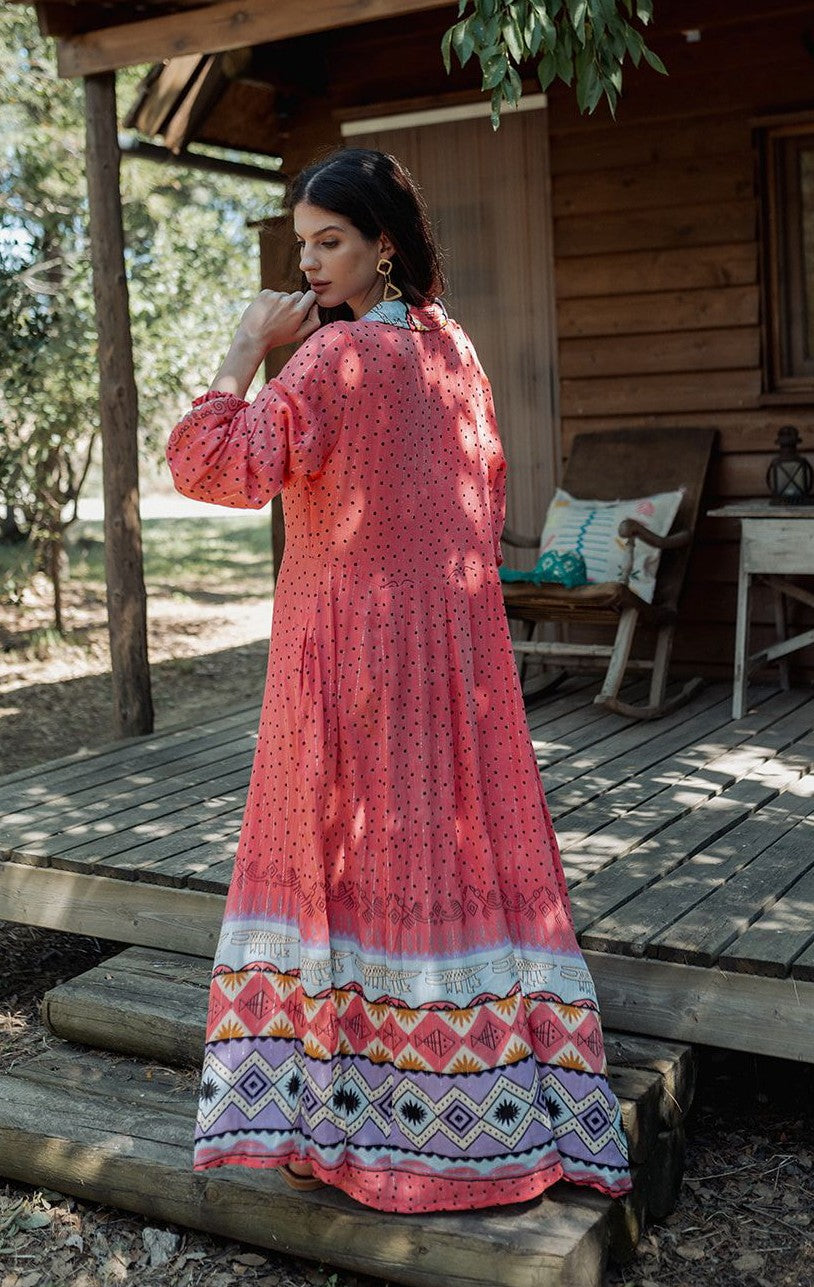 Vestido camisero cenefa