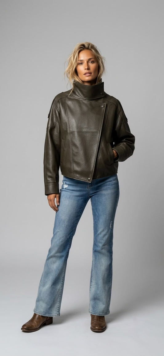Chamarra piel vegana oversize