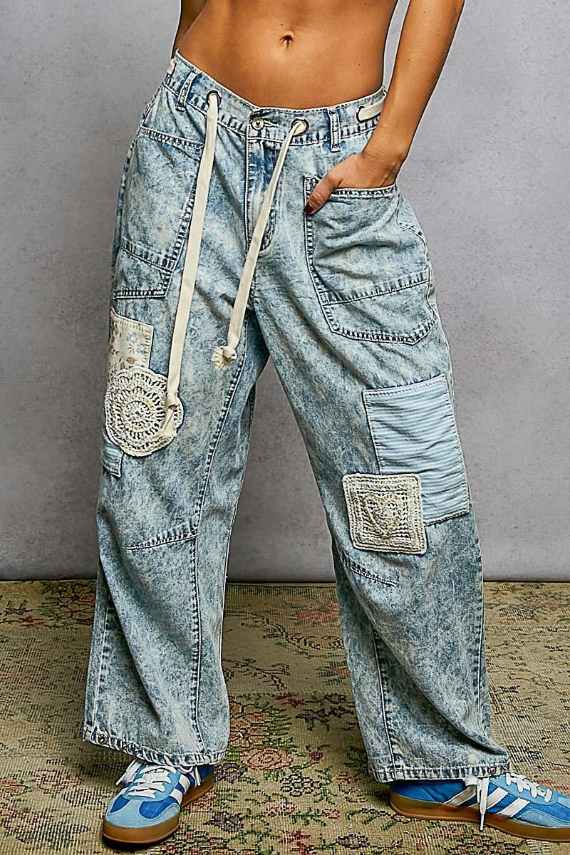 Jeans con parches de crochet
