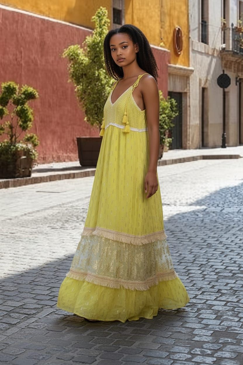 Vestido con perlas y foil