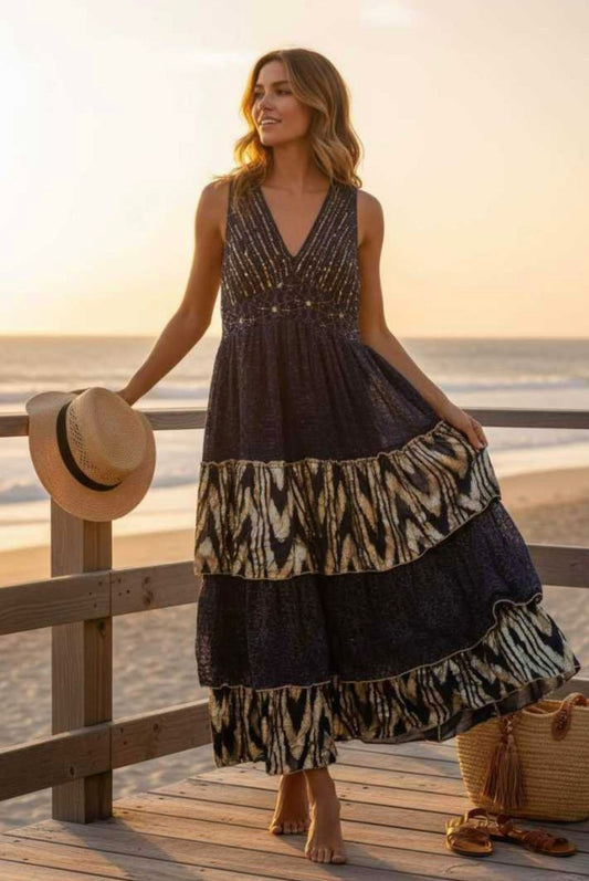 Vestido cortes Lurex