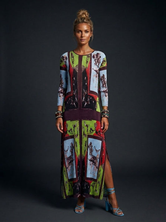 Vestido plisado estampado