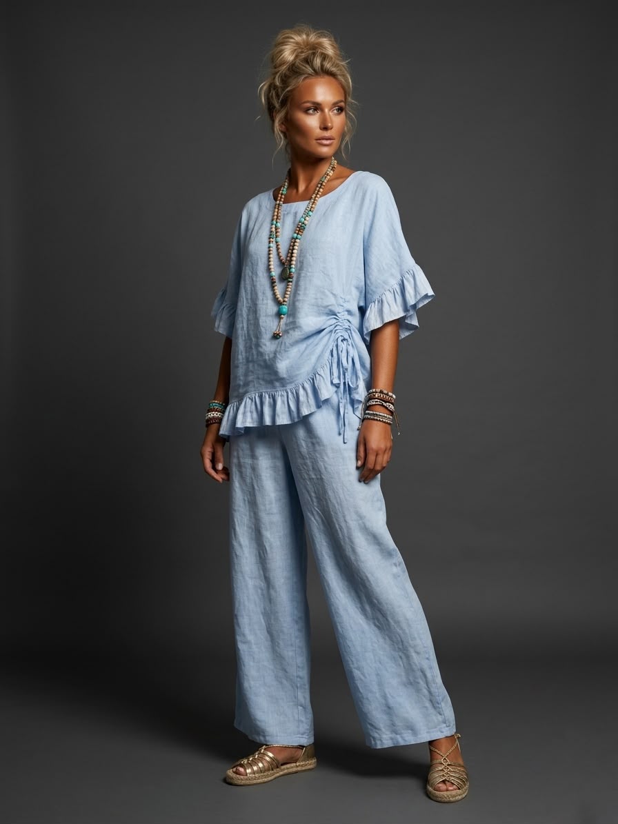 Blusa lino con jareta