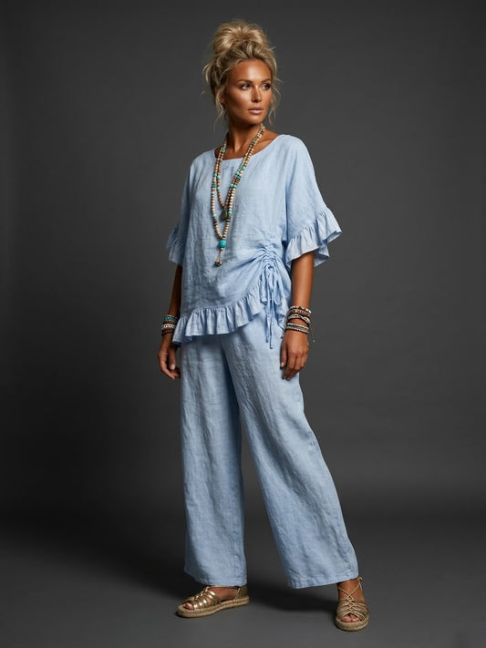 Blusa lino con jareta