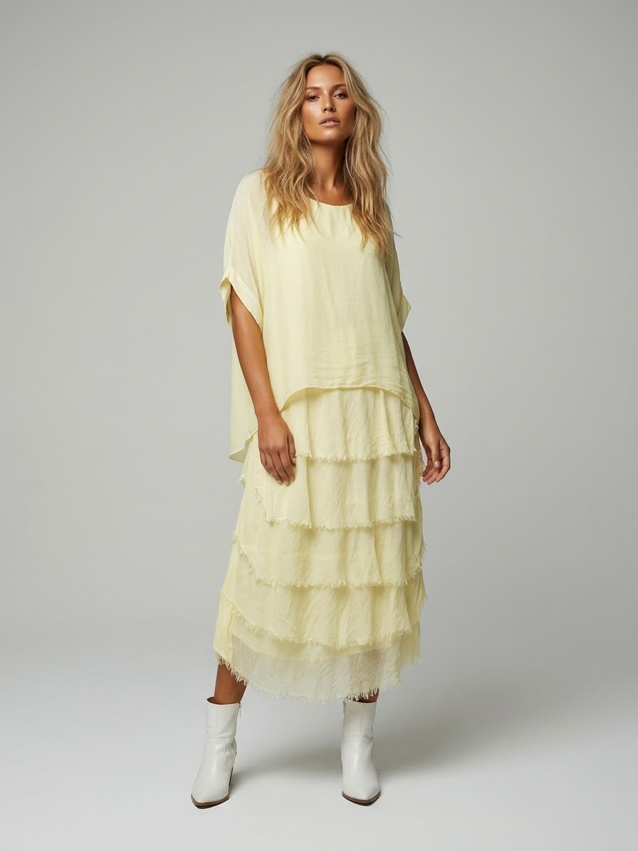 Vestido seda gajos