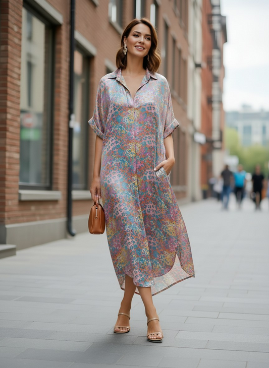 Vestido estampado metalizado