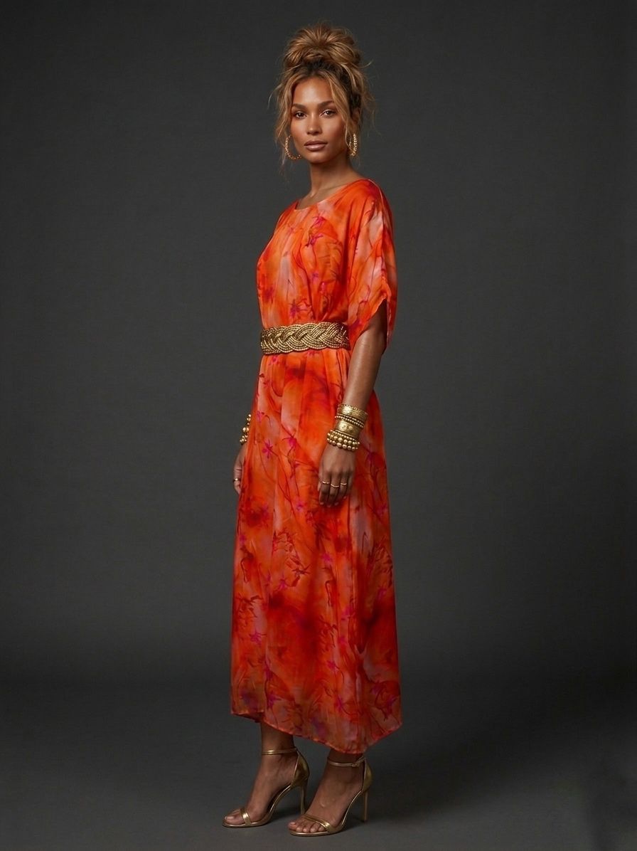 Vestido seda estampado