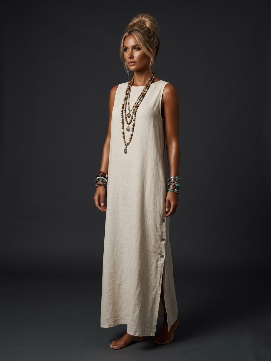 Vestido de lino botones