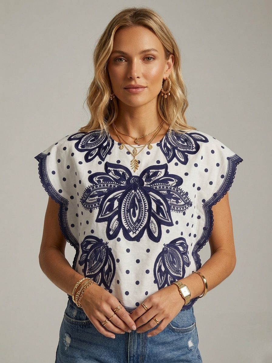 Blusa bordada flores