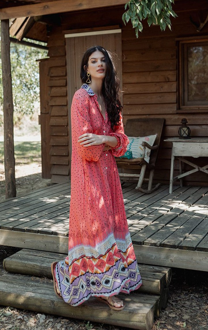 Vestido camisero cenefa