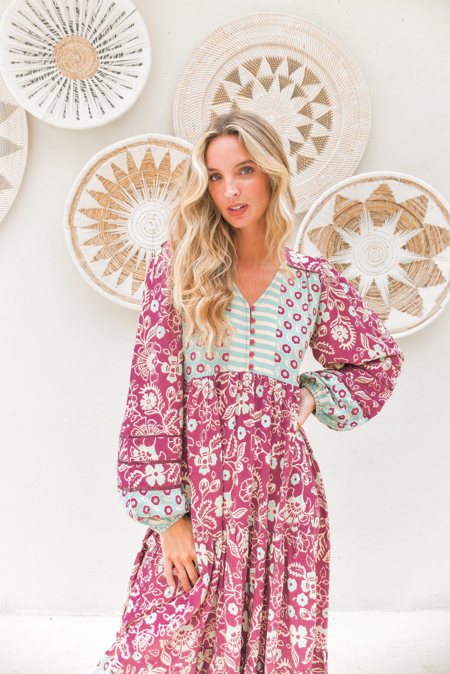 Vestido estampado manga larga