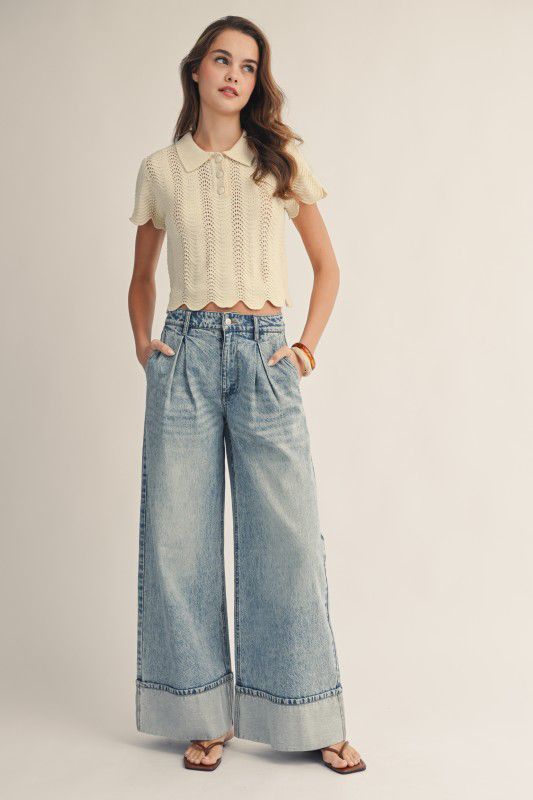 Jeans con pinzas y doblez
