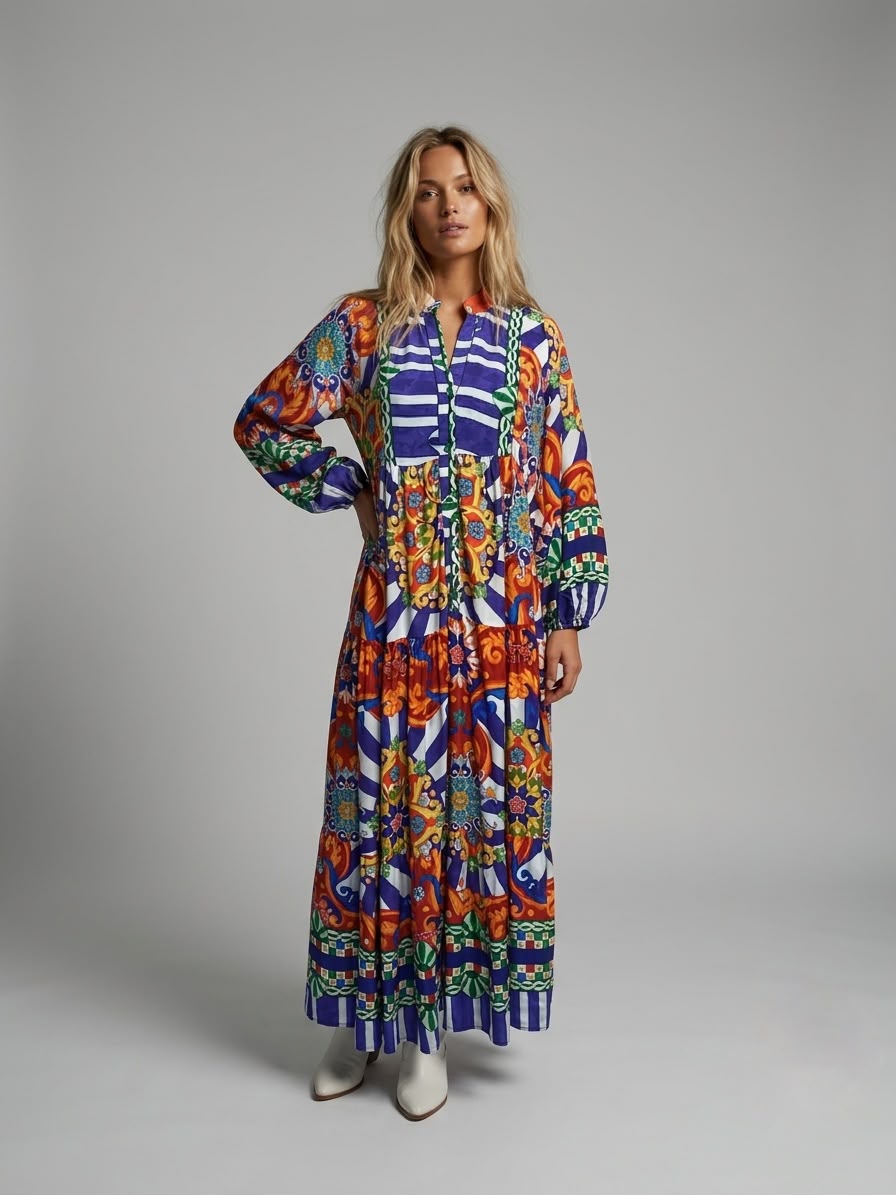 Vestido estampado rayas y garigoles