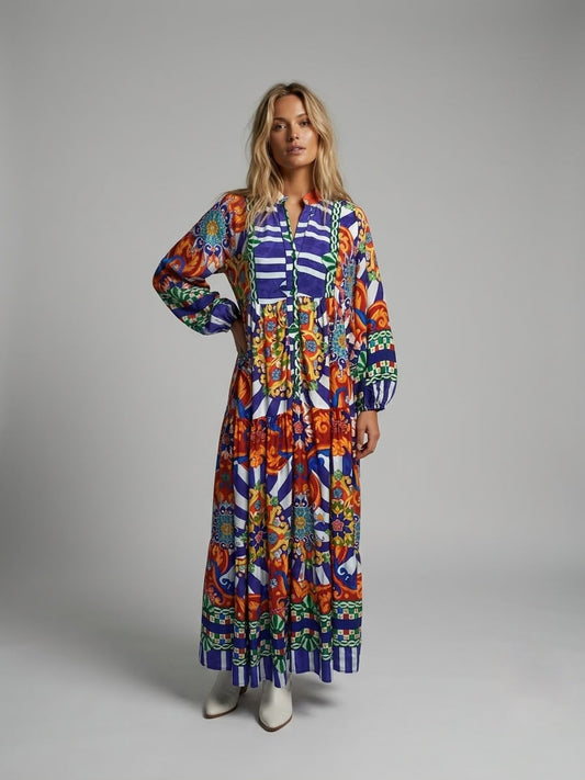 Vestido estampado rayas y garigoles