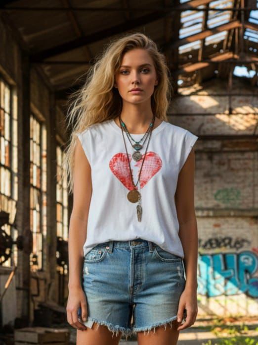 Camiseta corazón roto con orificios