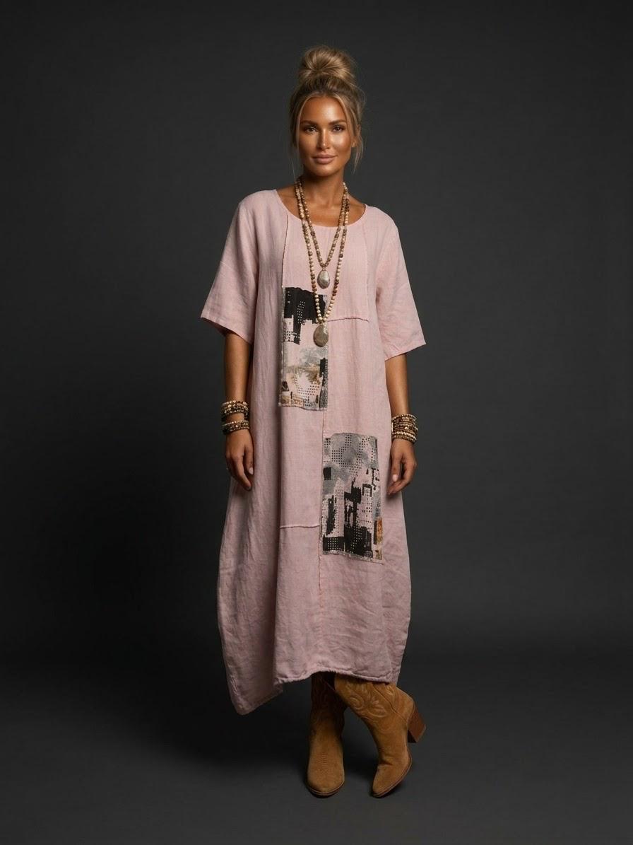 Vestido lino estampado