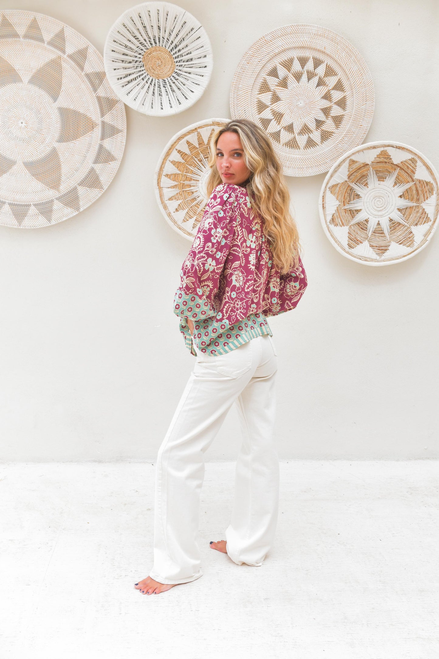 Blusa estampada bicolor