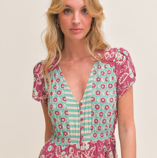 Vestido estampado botones
