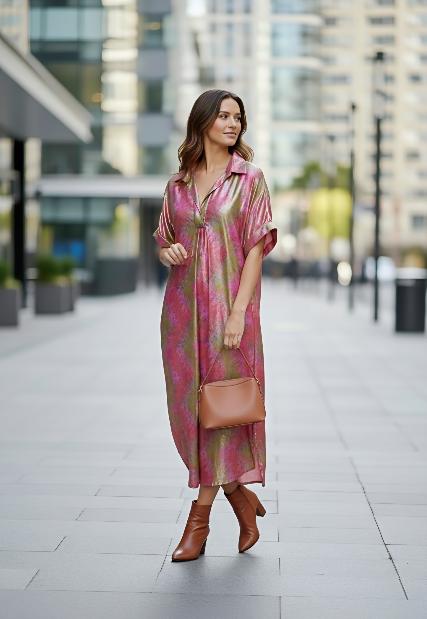 Vestido estampado metalizado