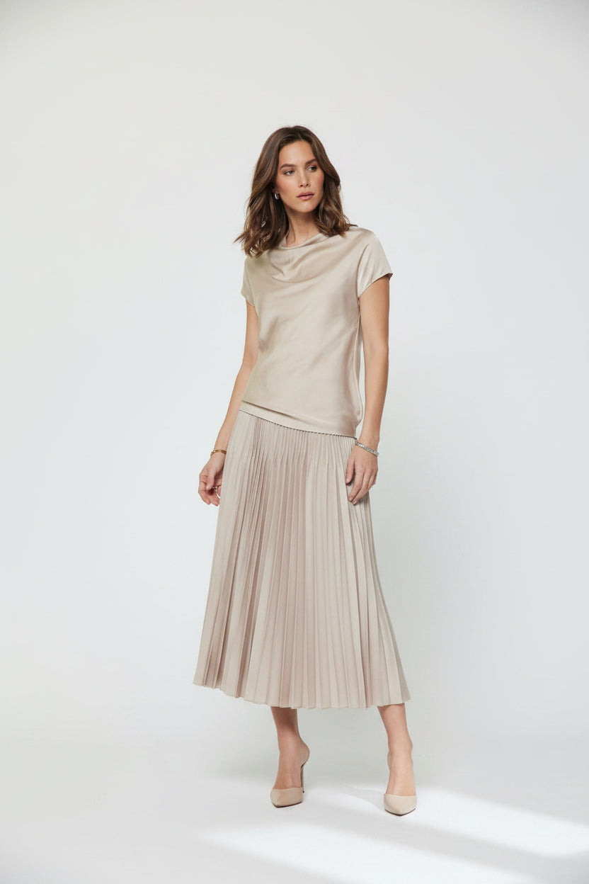 Blusa satin con tejido