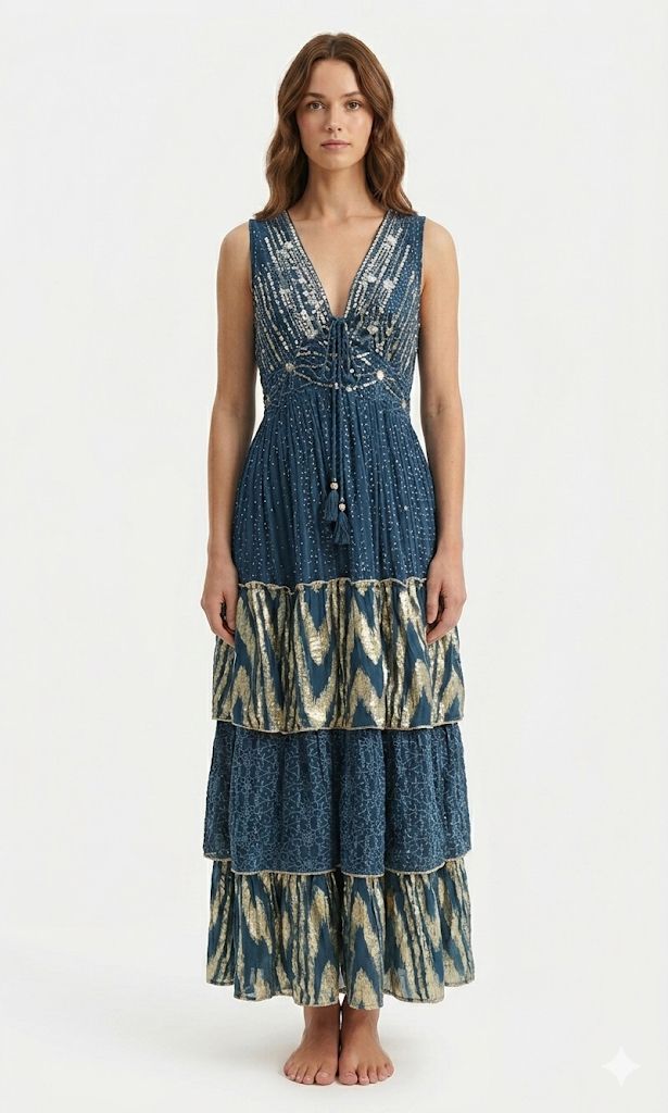 Vestido cortes Lurex