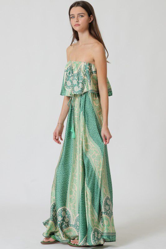 Vestido con volante en talle y amarre en cintura