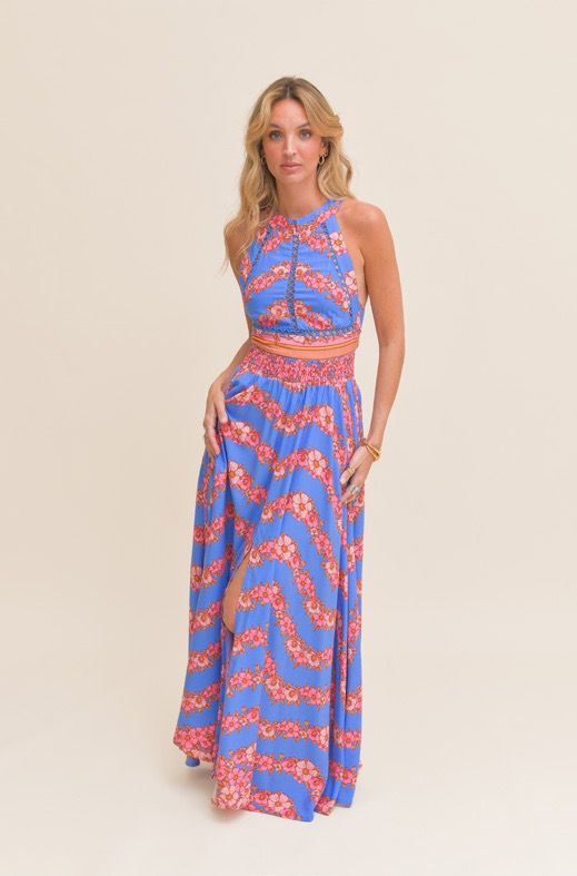 Vestido estampado halter