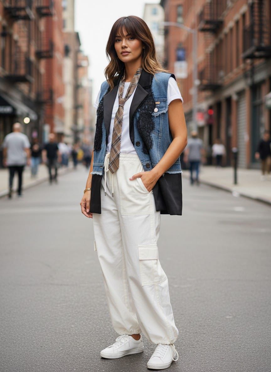 Chaleco combinación mezclilla