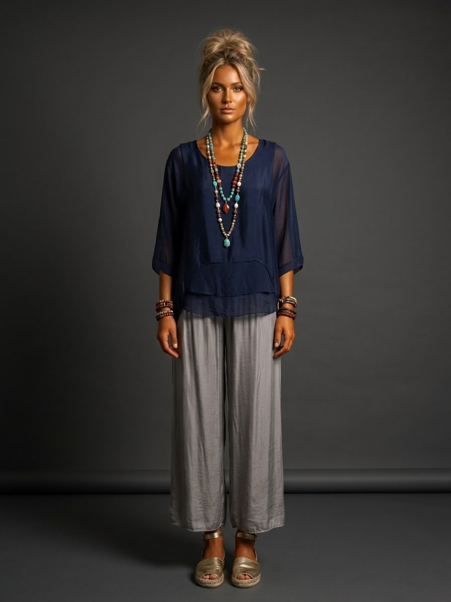 Blusa seda gajos