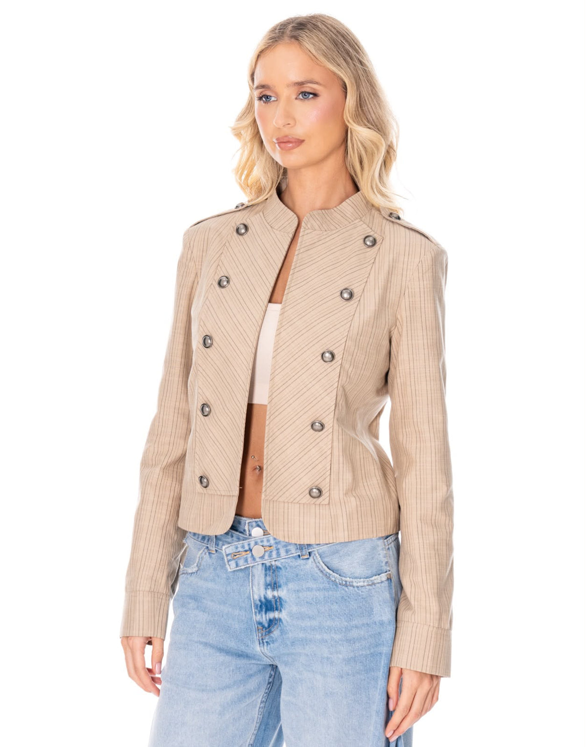Saco mini rayas botones