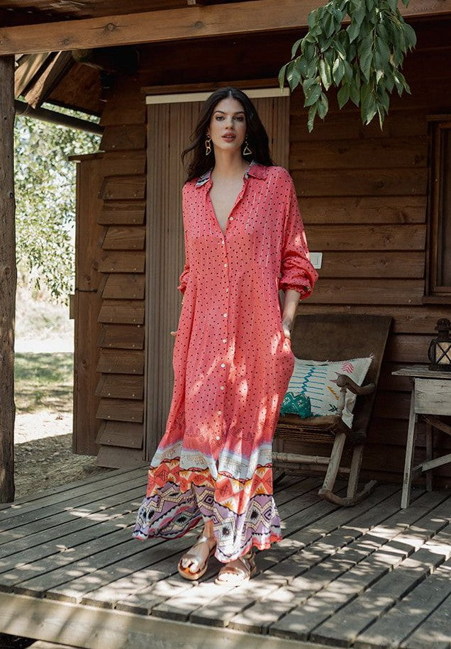 Vestido camisero cenefa
