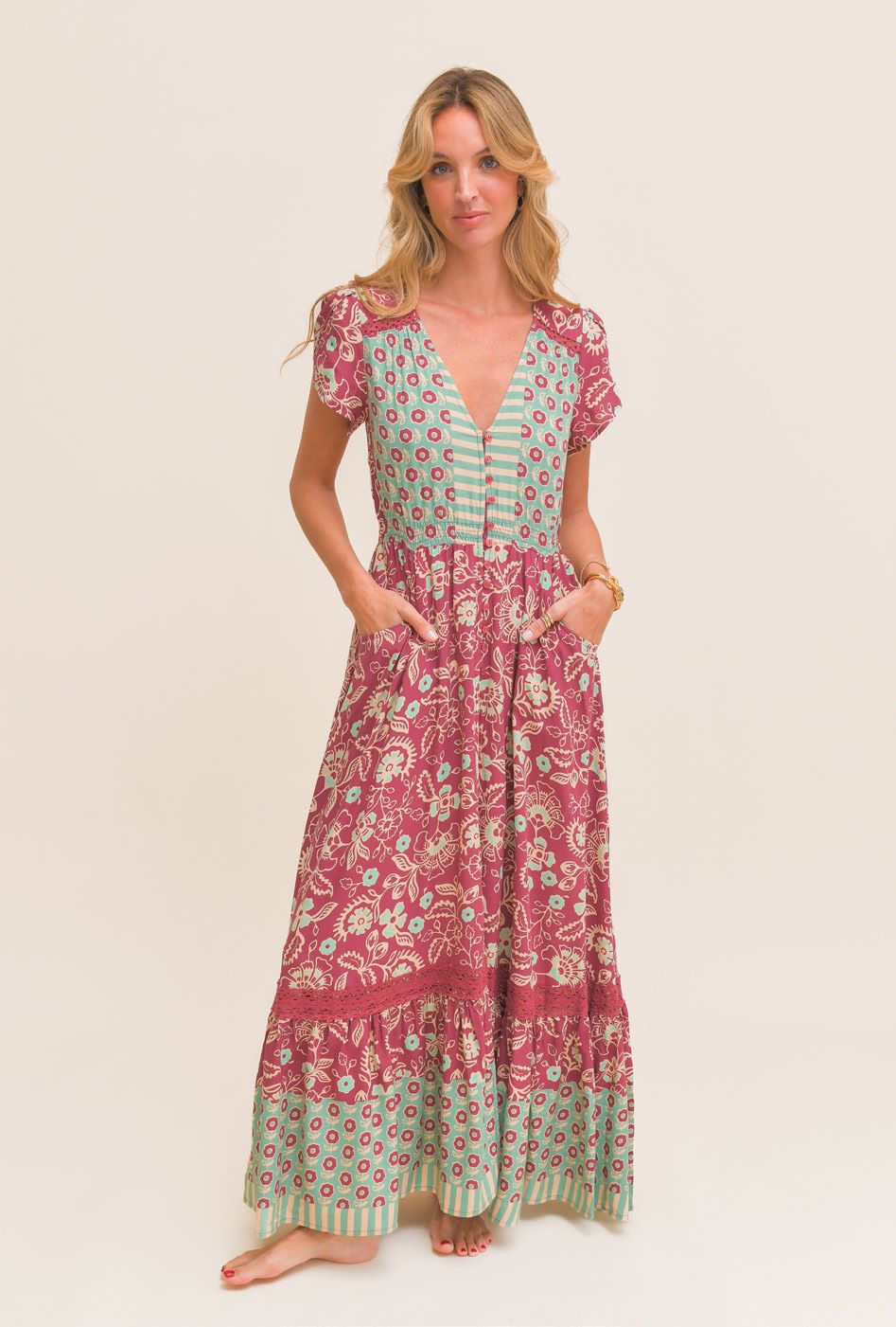 Vestido estampado botones