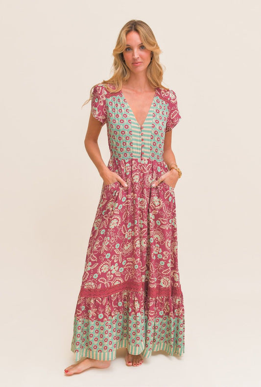 Vestido estampado botones