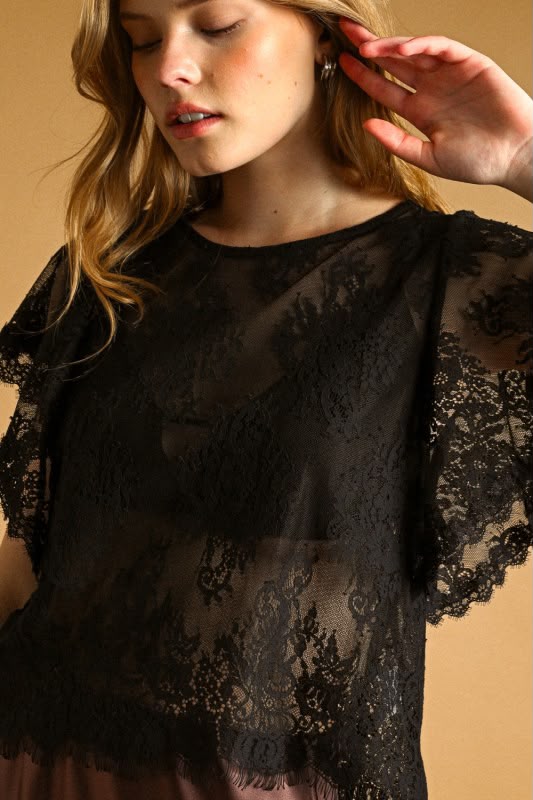Blusa encaje manga volada