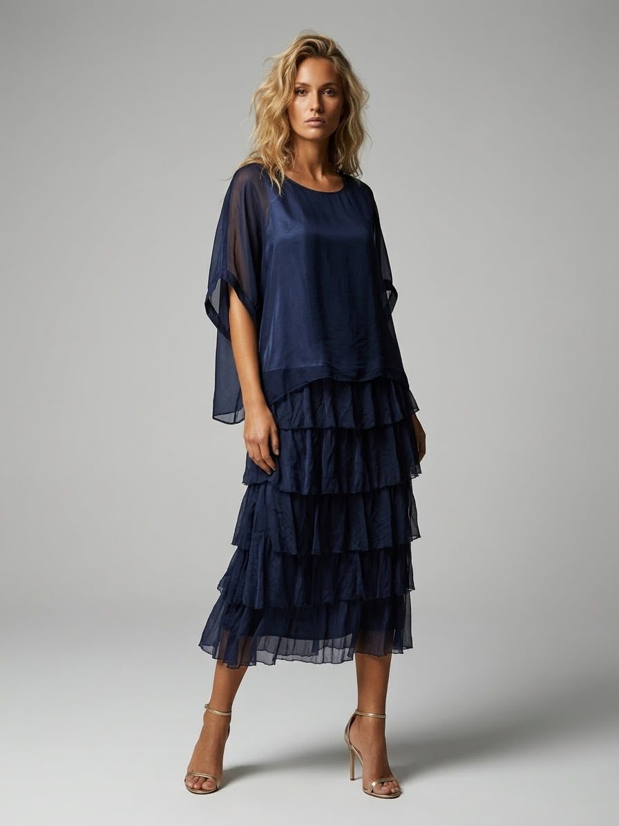 Vestido seda gajos