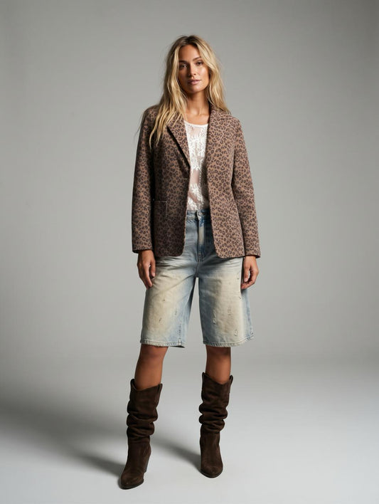 Saco mezclilla animal print