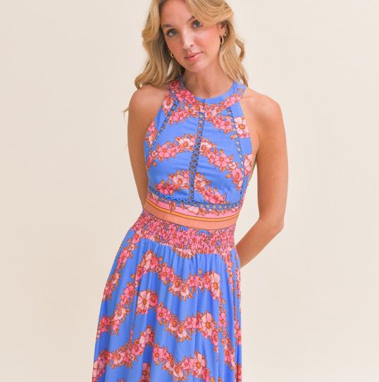 Vestido estampado halter