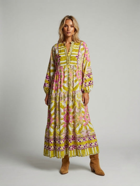 Vestido estampado rayas y garigoles