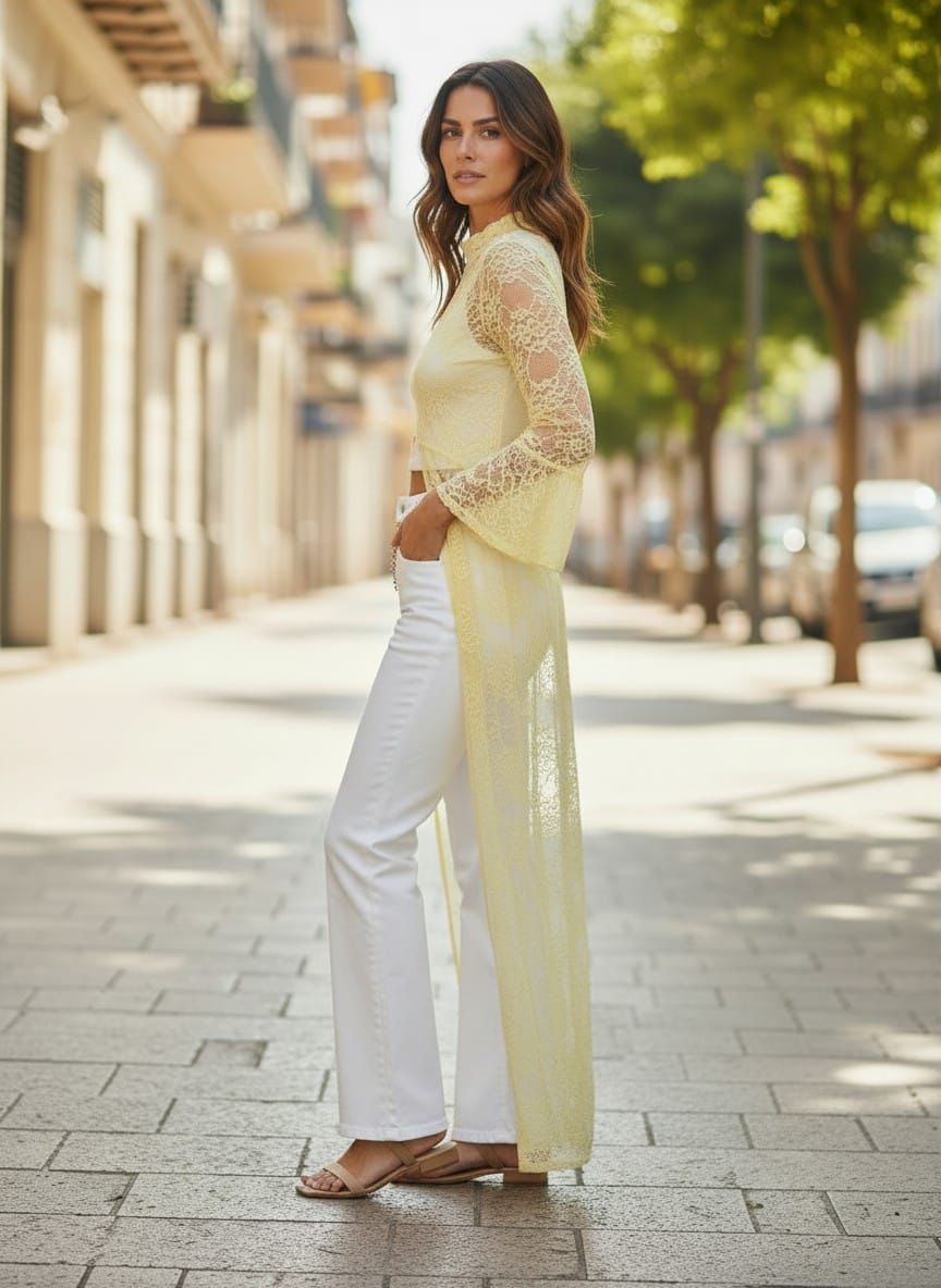 Blusa de encaje asimétrica