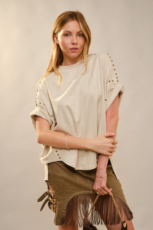 Blusa tipo suede y estoperoles