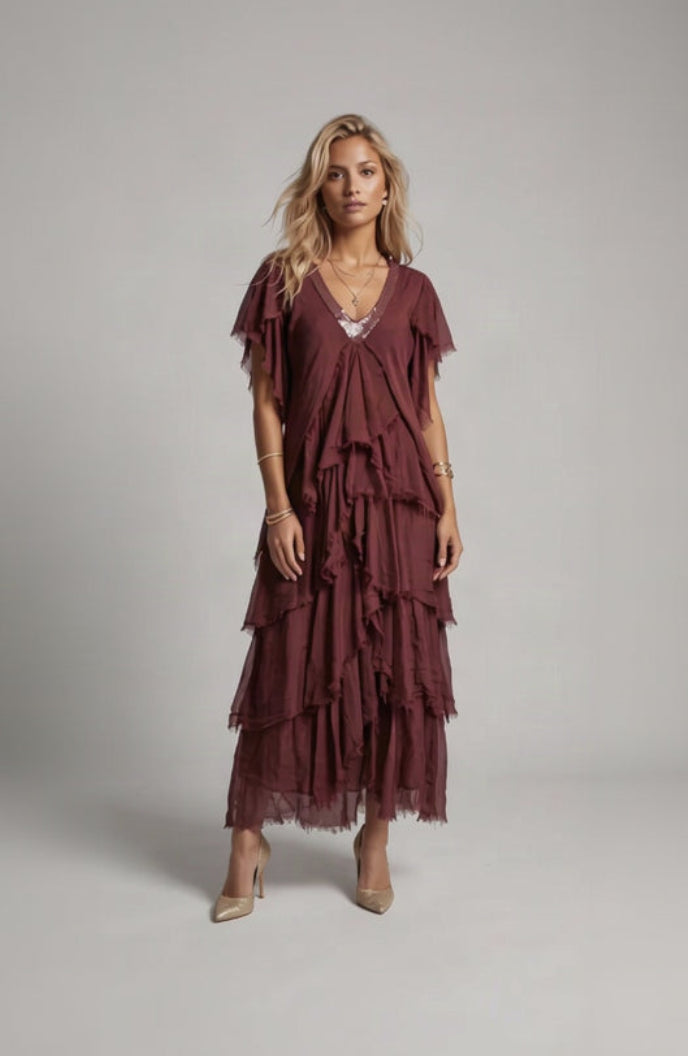 Vestido gajos y lentejuela