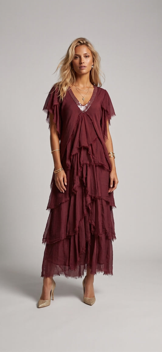 Vestido gajos y lentejuela